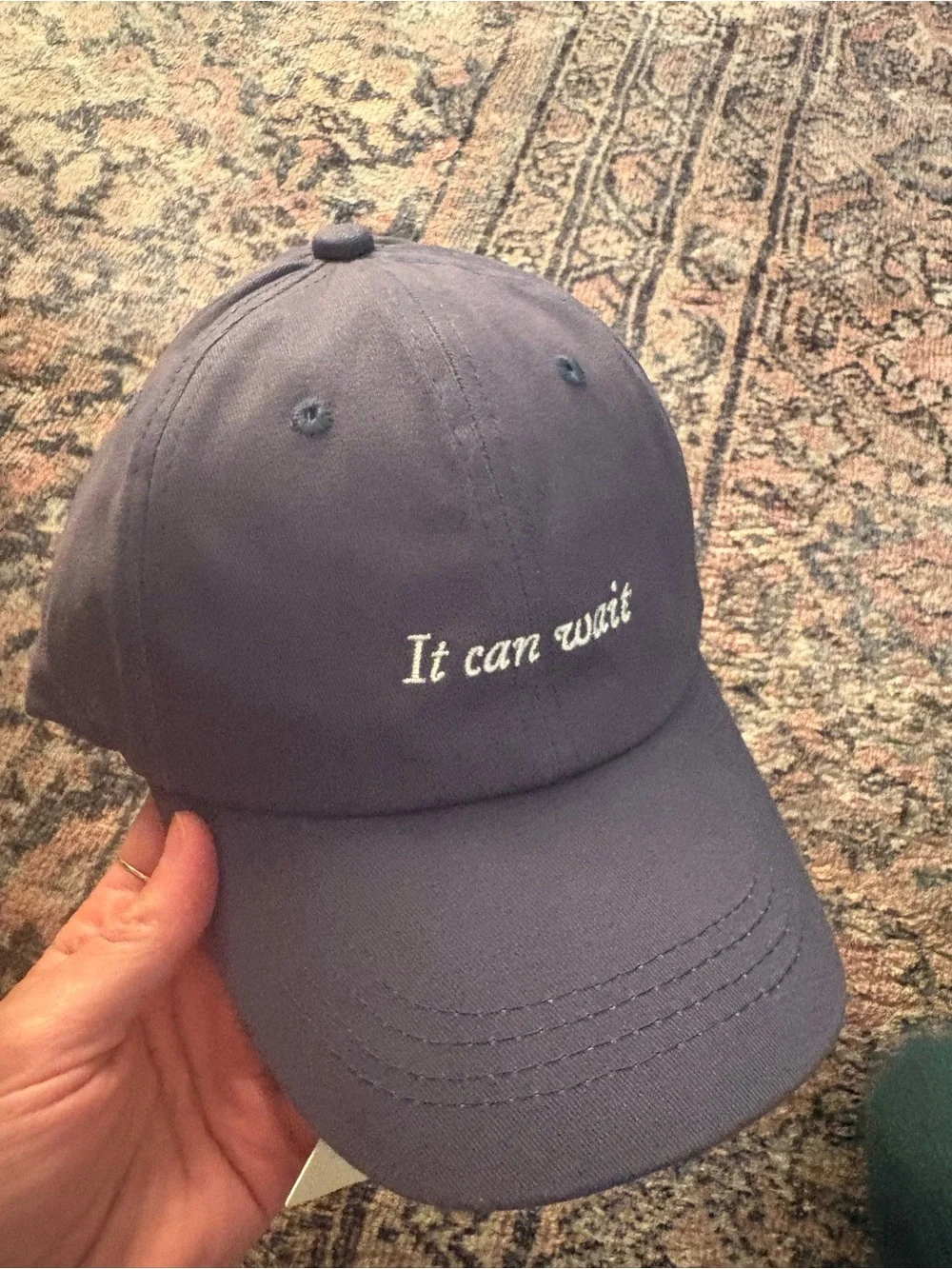 Merit Beauty - Navy - 'It Can Wait' Embroidered Baseball Cap - Women